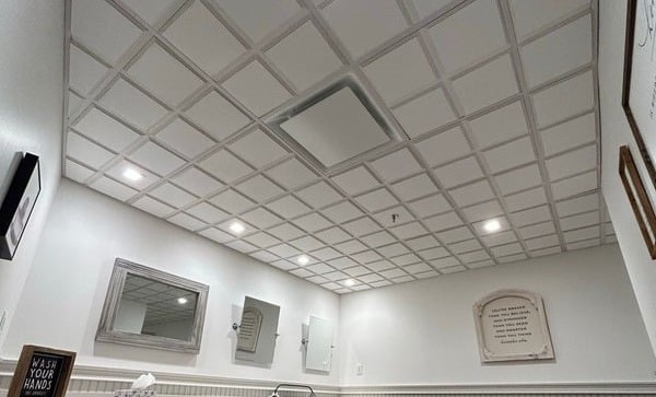 Drop ceiling installation in basement